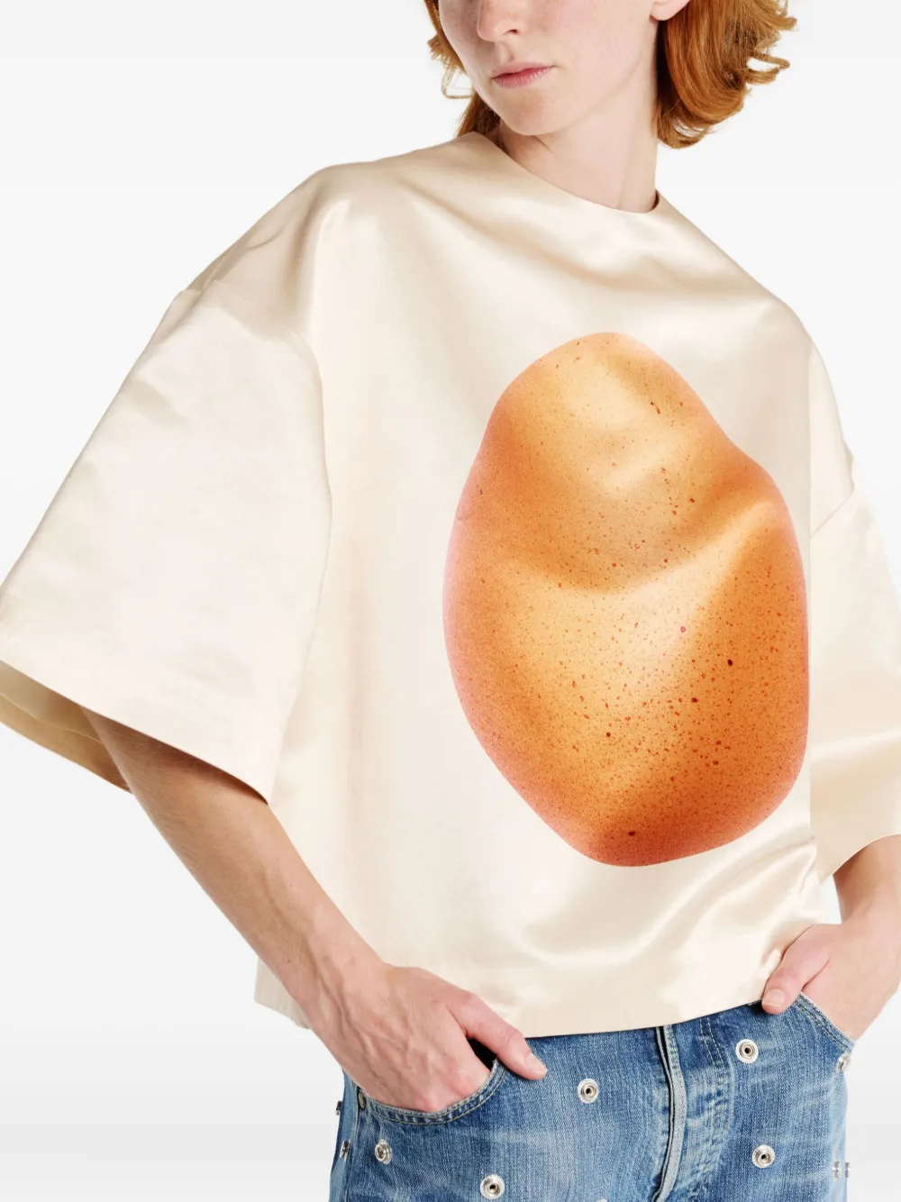 A.w.a.k.e. Egg-print Blouse In Brown