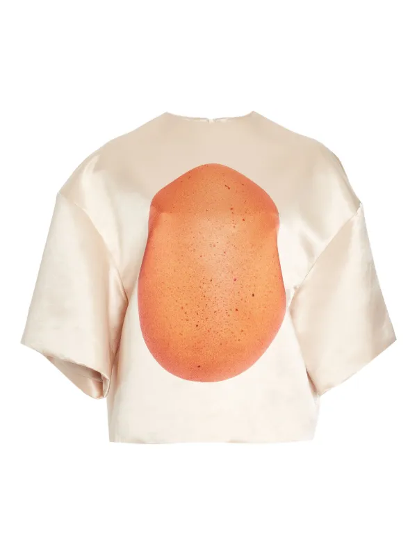 A.W.A.K.E. Mode Egg-print Blouse in Neutrals