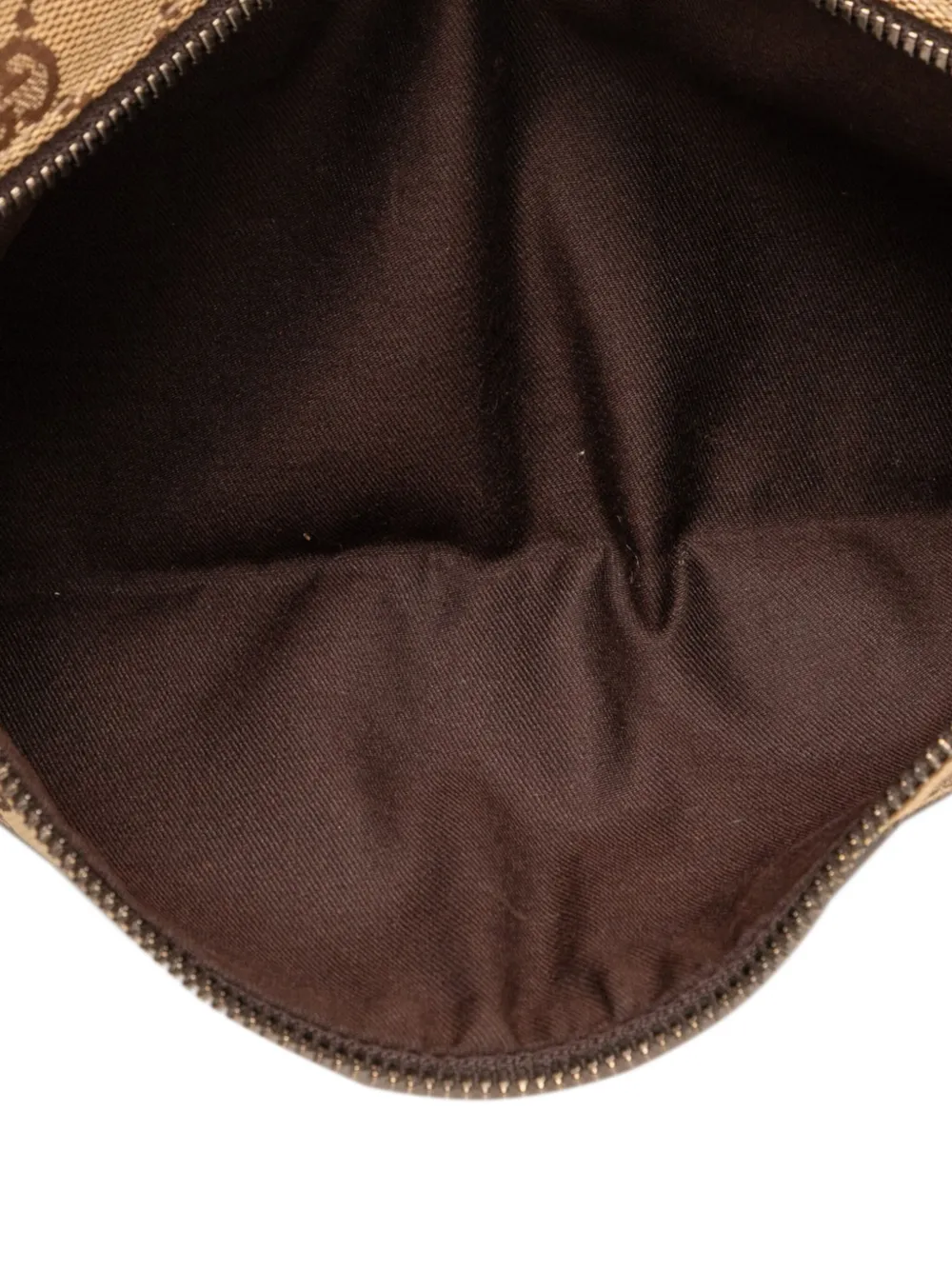 Pre-owned Gucci 2000-2015 Gg Canvas Web Double Pocket Belt Bag In Brown