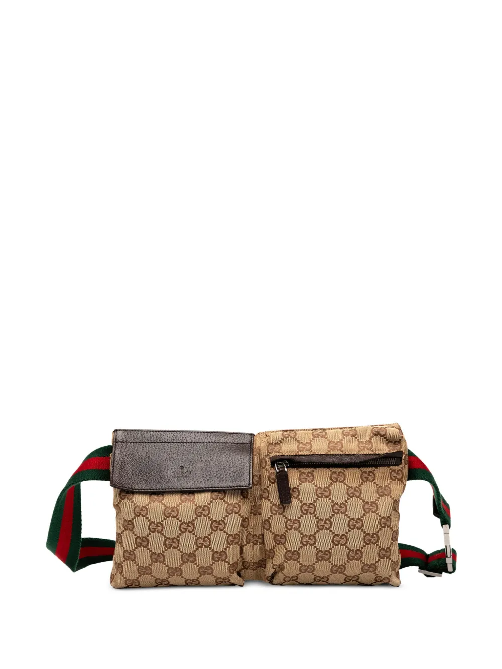 Gucci Pre-Owned 2000-2015 GG Canvas Web Double Pocket belt bag - Marrone
