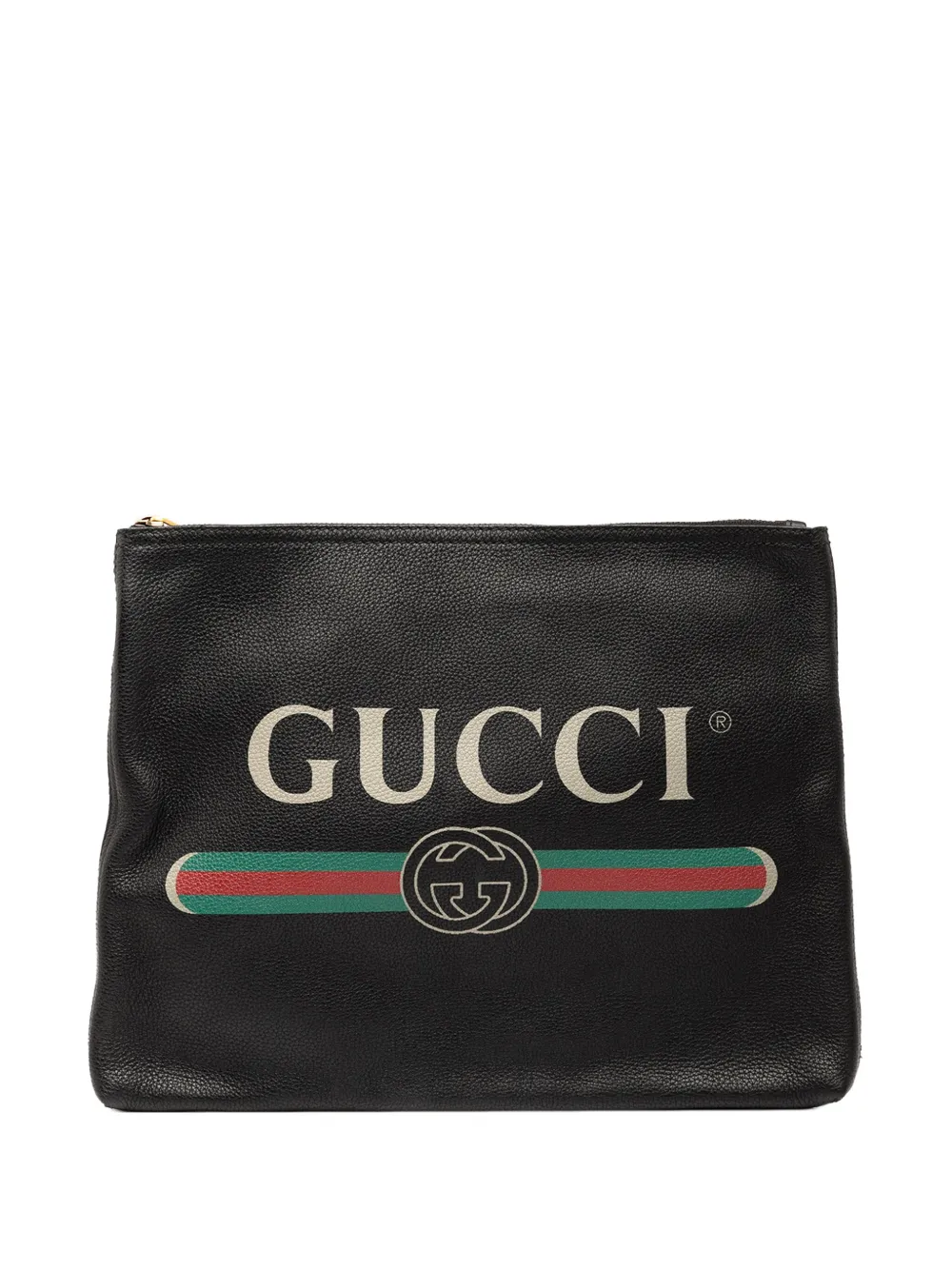 Gucci Pre-Owned 2016-2025 Medium Leather Logo Portfolio clutch bag - Nero
