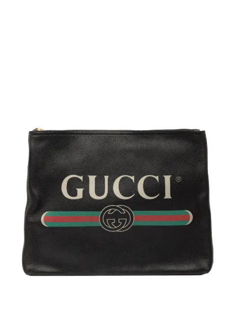 Gucci Pre-Owned 2016-2025 Medium Leather Logo Portfolio clutch bag
