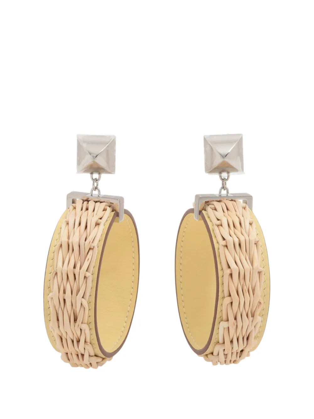 Hermès Pre-Owned aretes Palladium Plated Wicker Medor Picnic Drop Push Back Earrings 2000-2025 | amarillo | Image 1