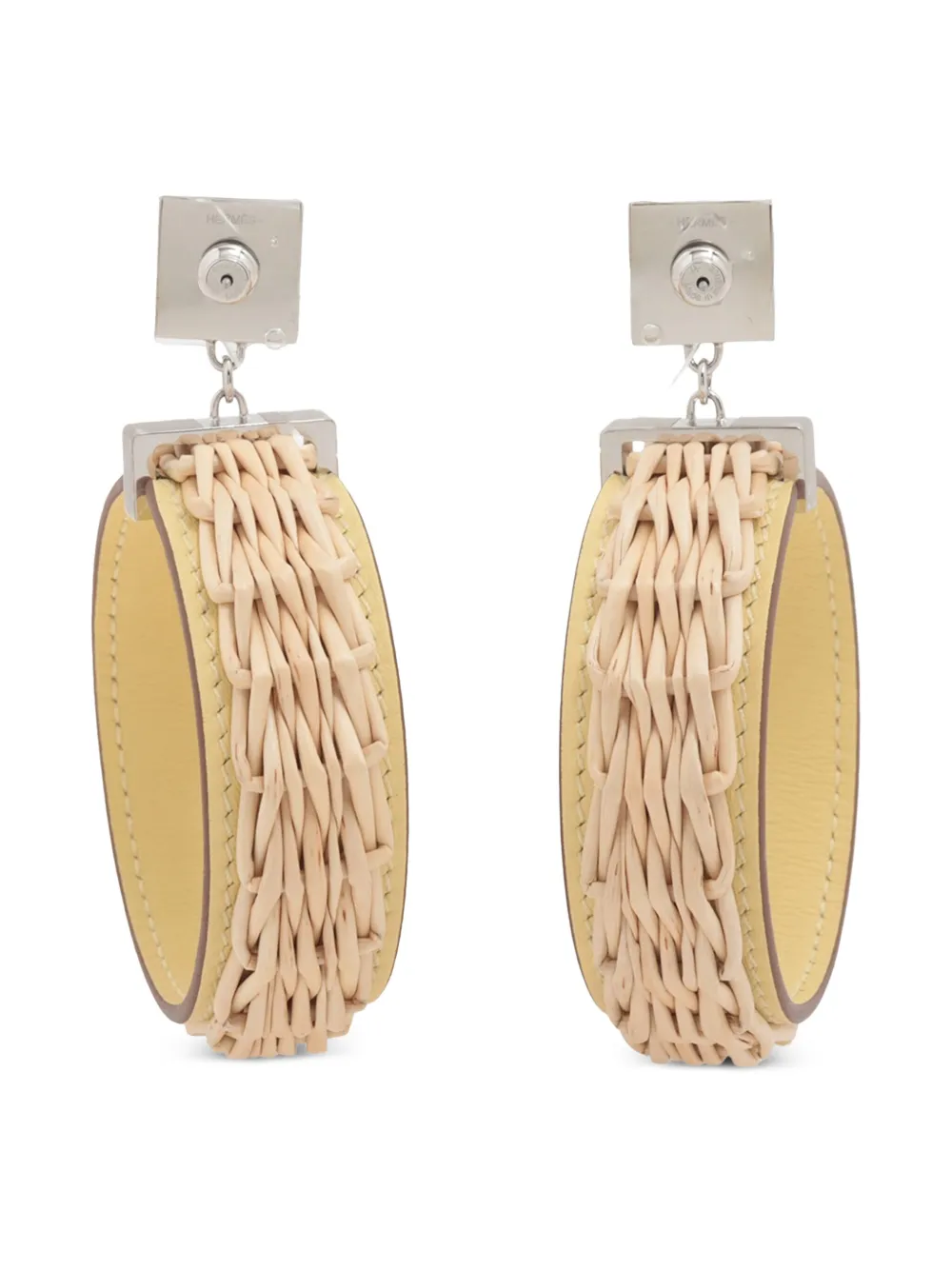Hermès Pre-Owned aretes Palladium Plated Wicker Medor Picnic Drop Push Back Earrings 2000-2025 | Image 2