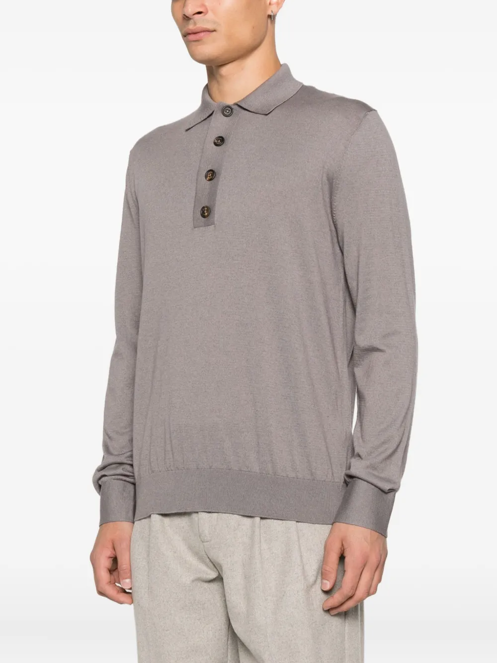 Eleventy Fijngebreid poloshirt Paars