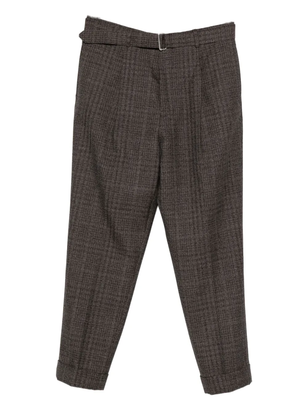 Officine Generale Belted Check Trousers In Brown