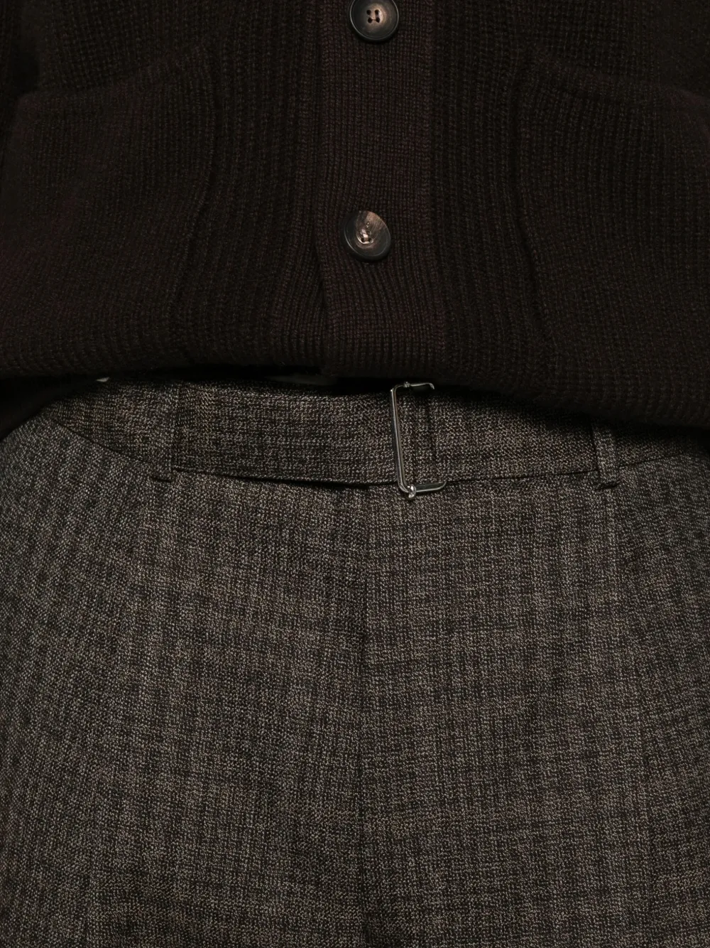 Officine Generale Belted Check Trousers In Brown