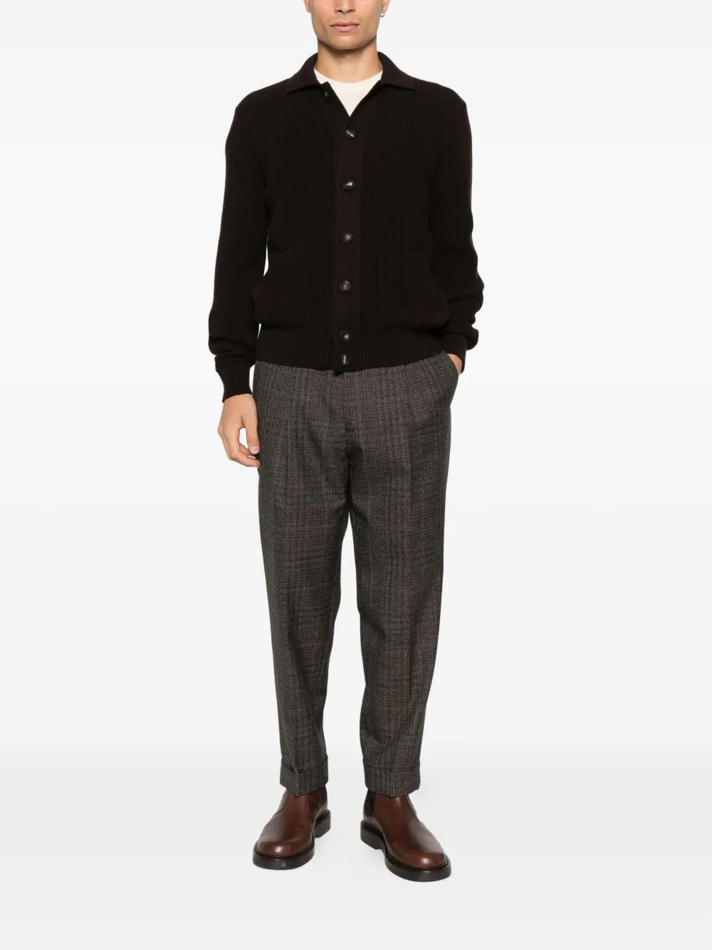 Officine Generale belted check trousers - Bruin