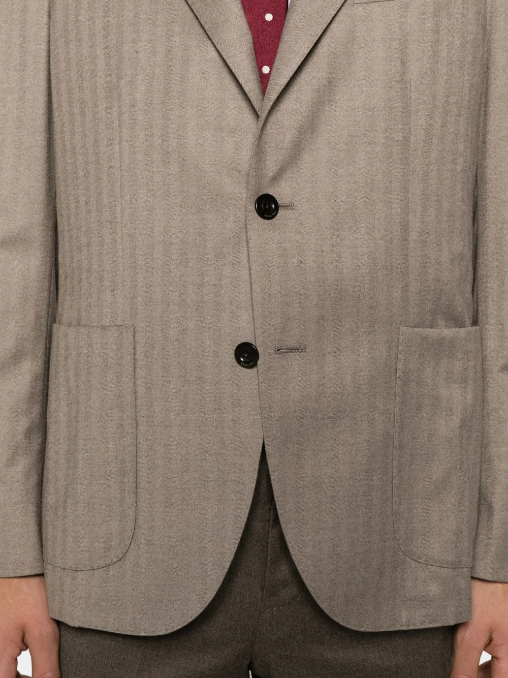 Boglioli Jack met visgraatpatroon en knopen Beige