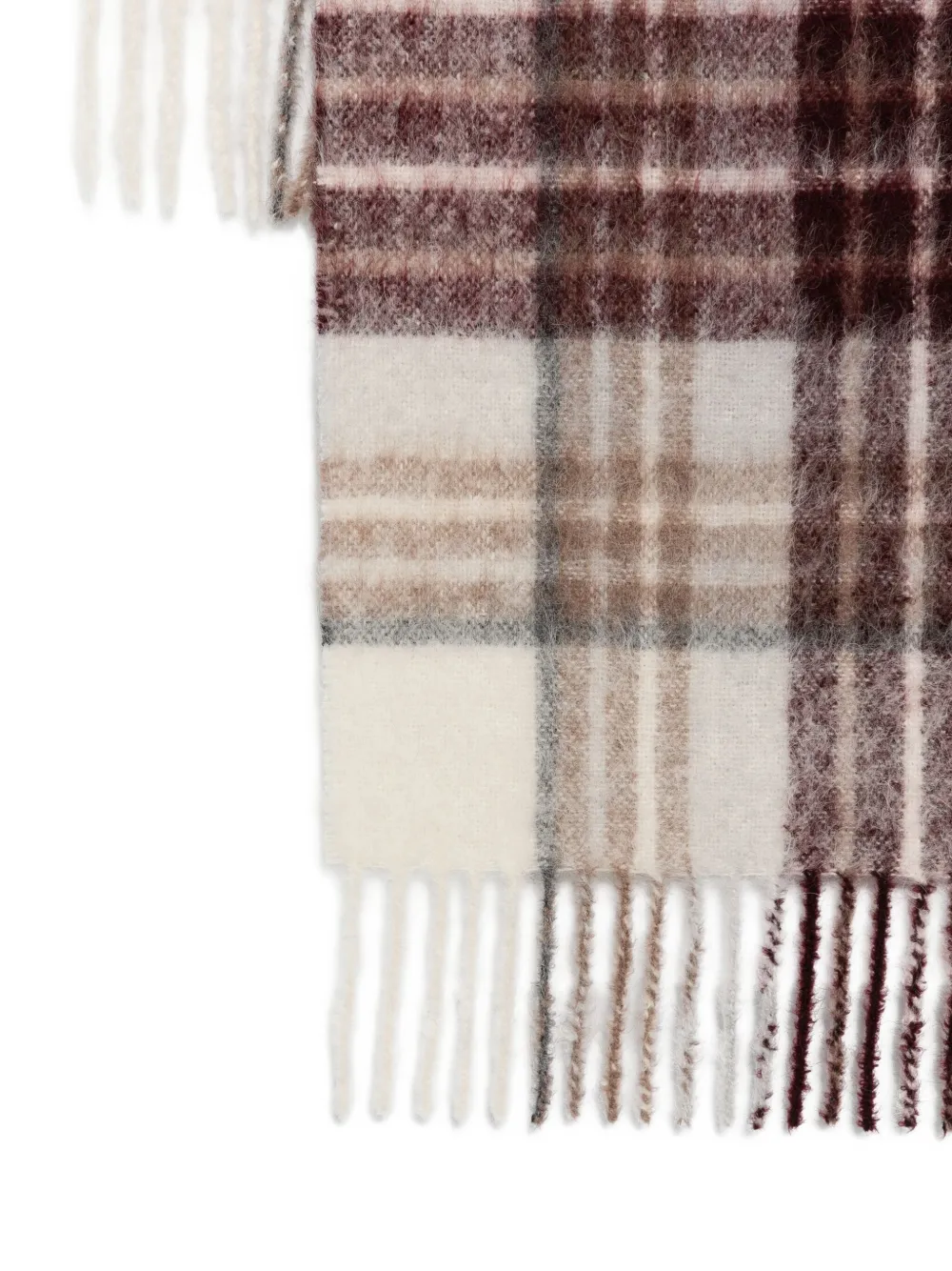 Eleventy Geruite sjaal met franje Beige