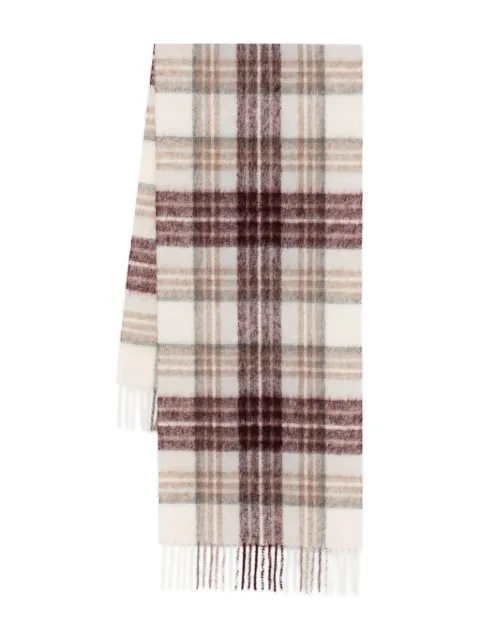 Eleventy plaid fringed scarf