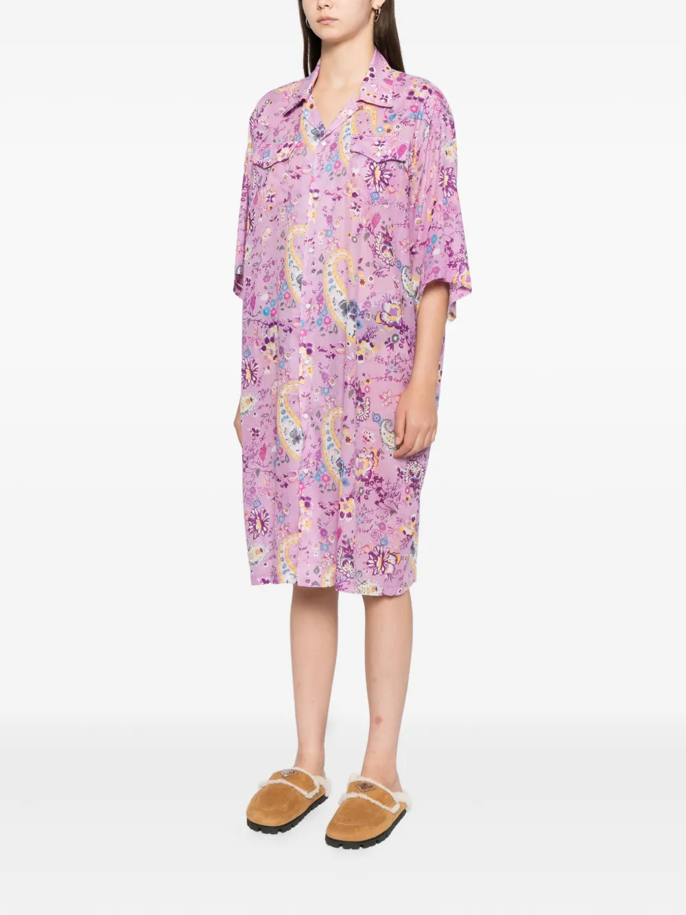 Needles Jurk met bloemenprint Paars