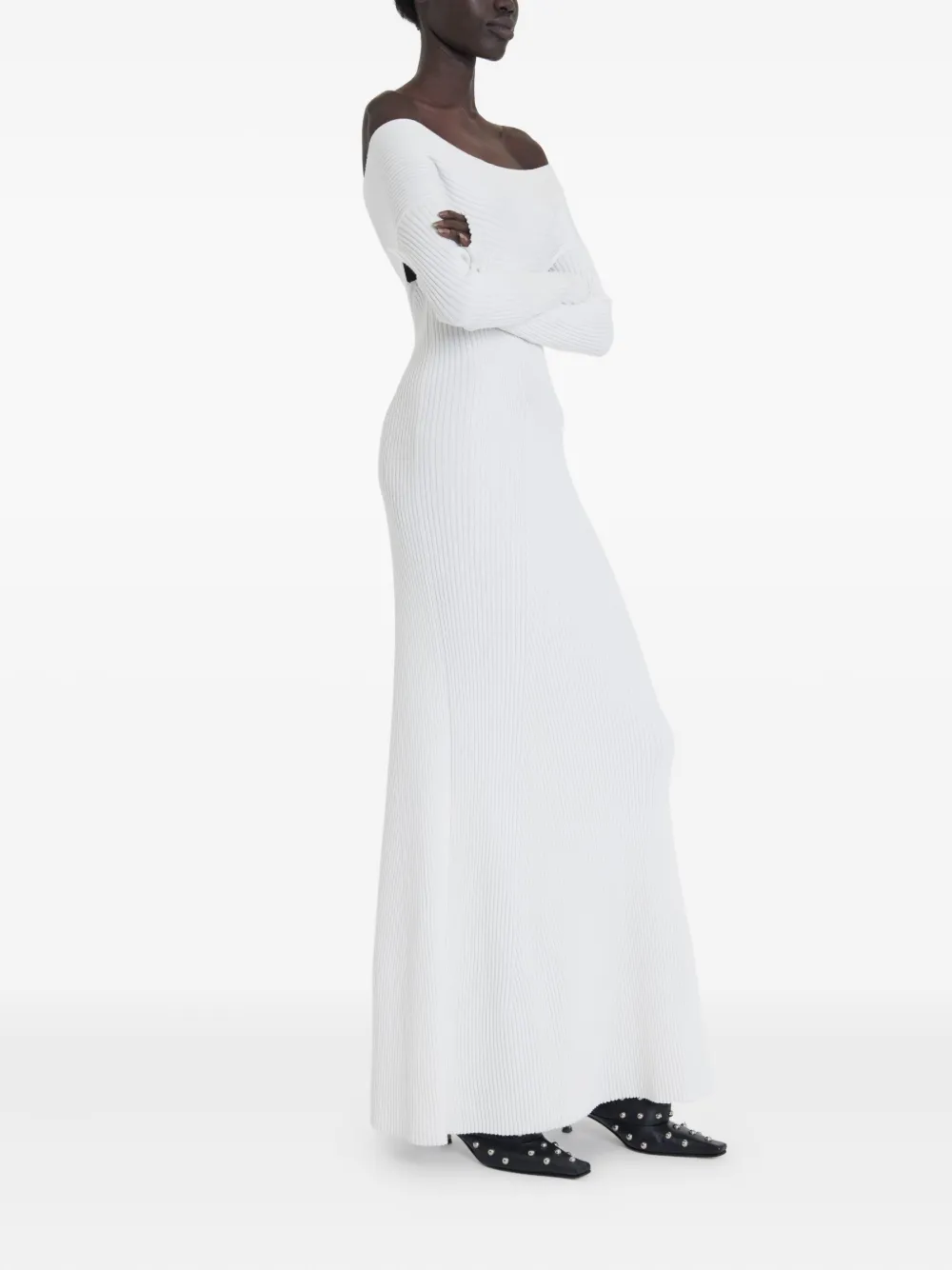 A.W.A.K.E. Mode Off-shoulder maxi-jurk - Wit