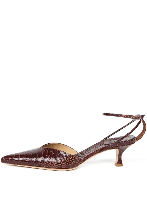 A.W.A.K.E. Mode 50mm Dina Coco Ankle-strap Pumps in Brown