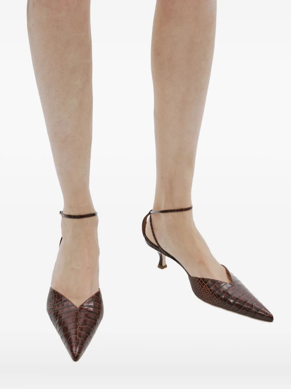 A.W.A.K.E. Mode 50 mm Dina Coco pumps met enkelbandje Bruin