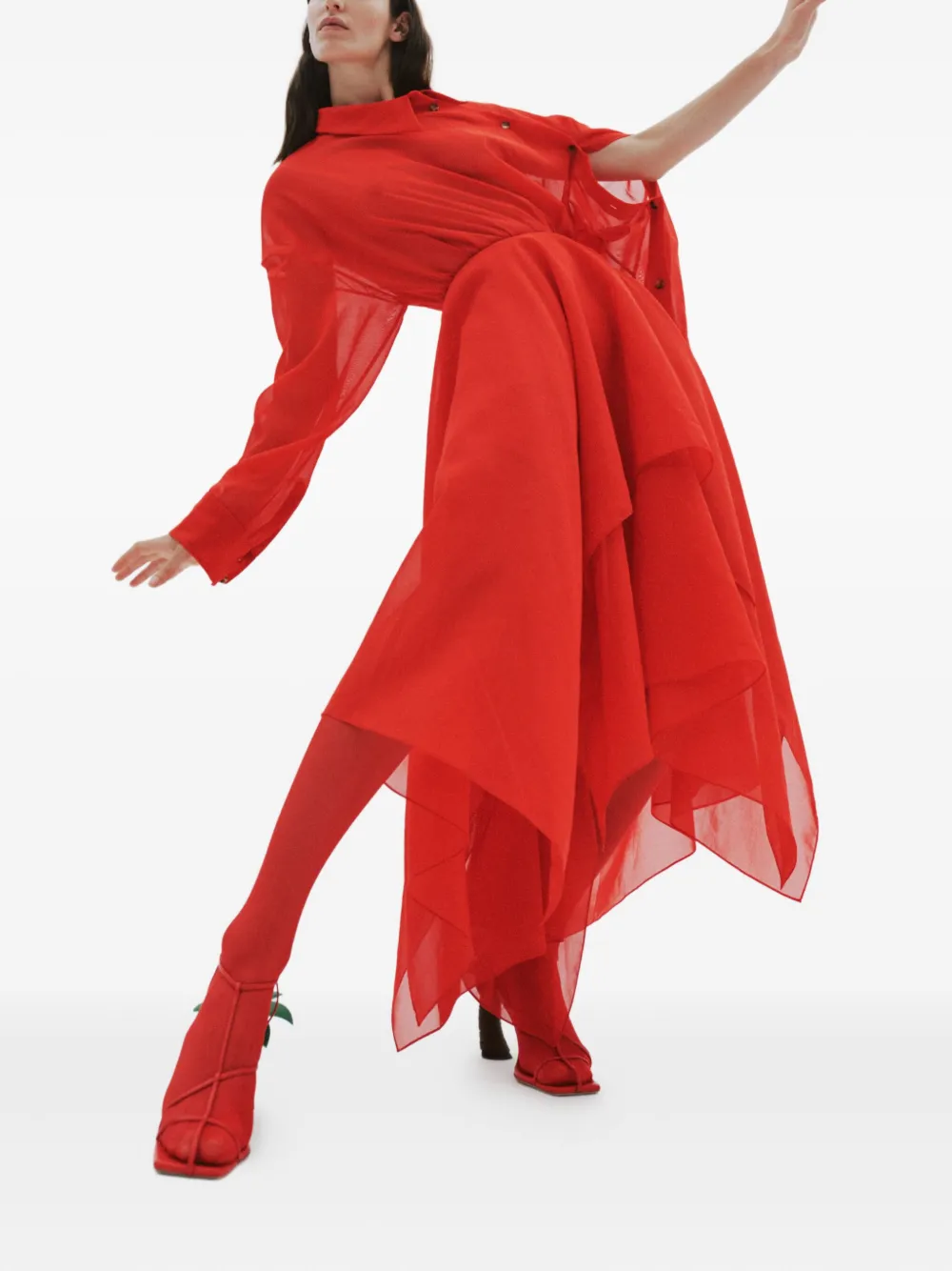 A.W.A.K.E. Mode 90 mm Bianca houten pumps Rood