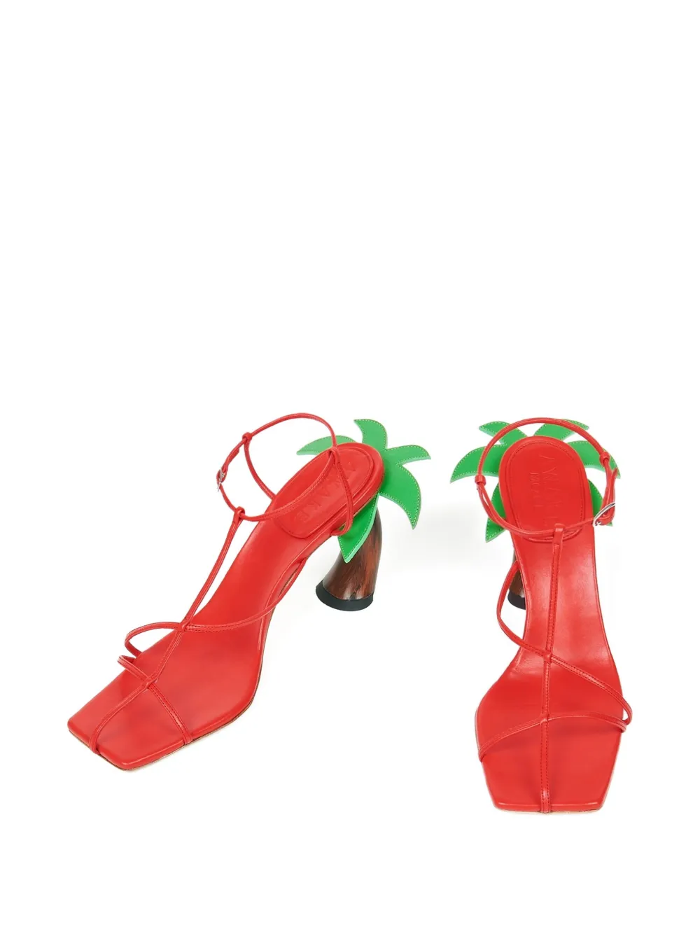 A.W.A.K.E. Mode 90 mm Bianca houten pumps Rood