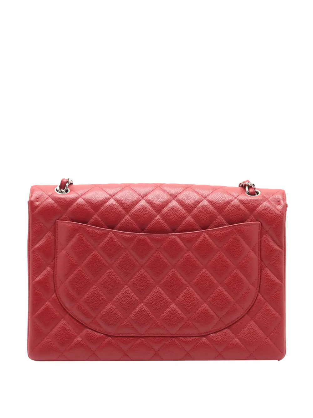 Pre-owned Chanel 2009-2010 Maxi Classic Caviar Single Flap Shoulder Bag In Red