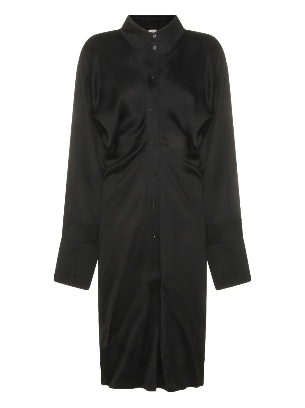 Totême Button Collared Midi Dress In Black