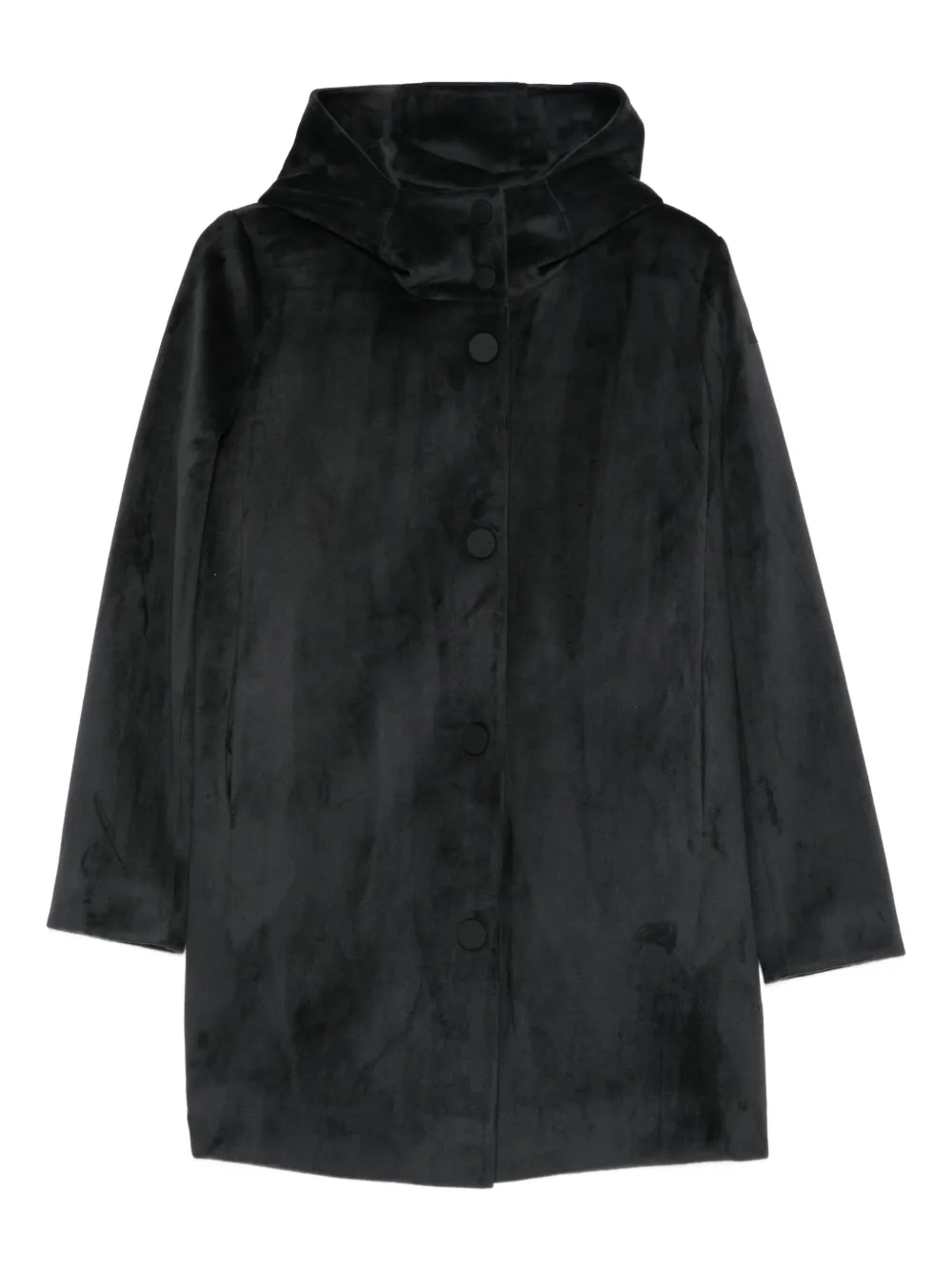 Roberto Ricci Designs Velour Neo Buttoned-hooded Coat In Black