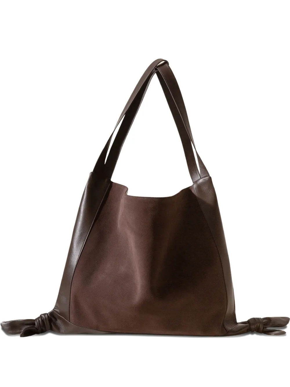 Hereu Cador Suede Knot Shoulder Bag In Brown
