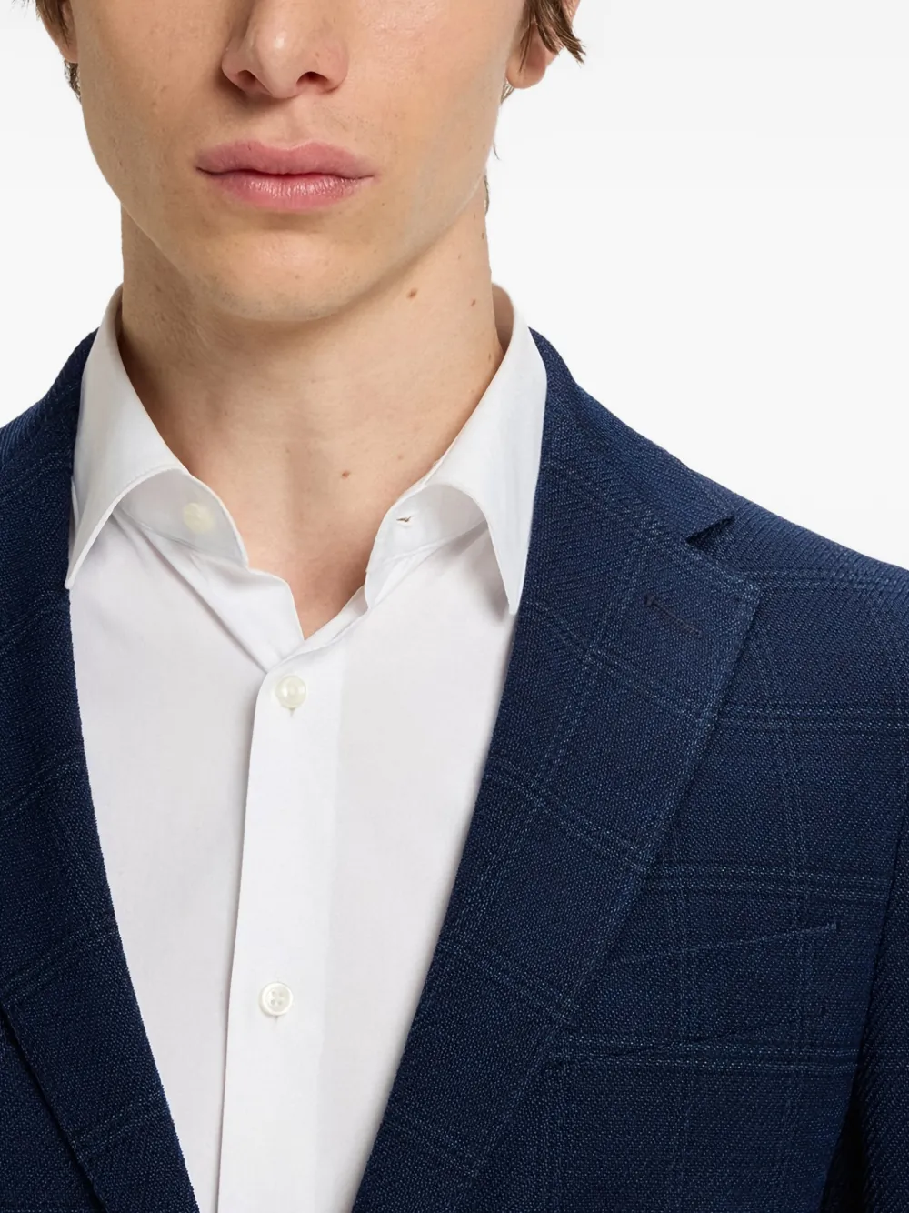 BOSS Geruit colbert Blauw