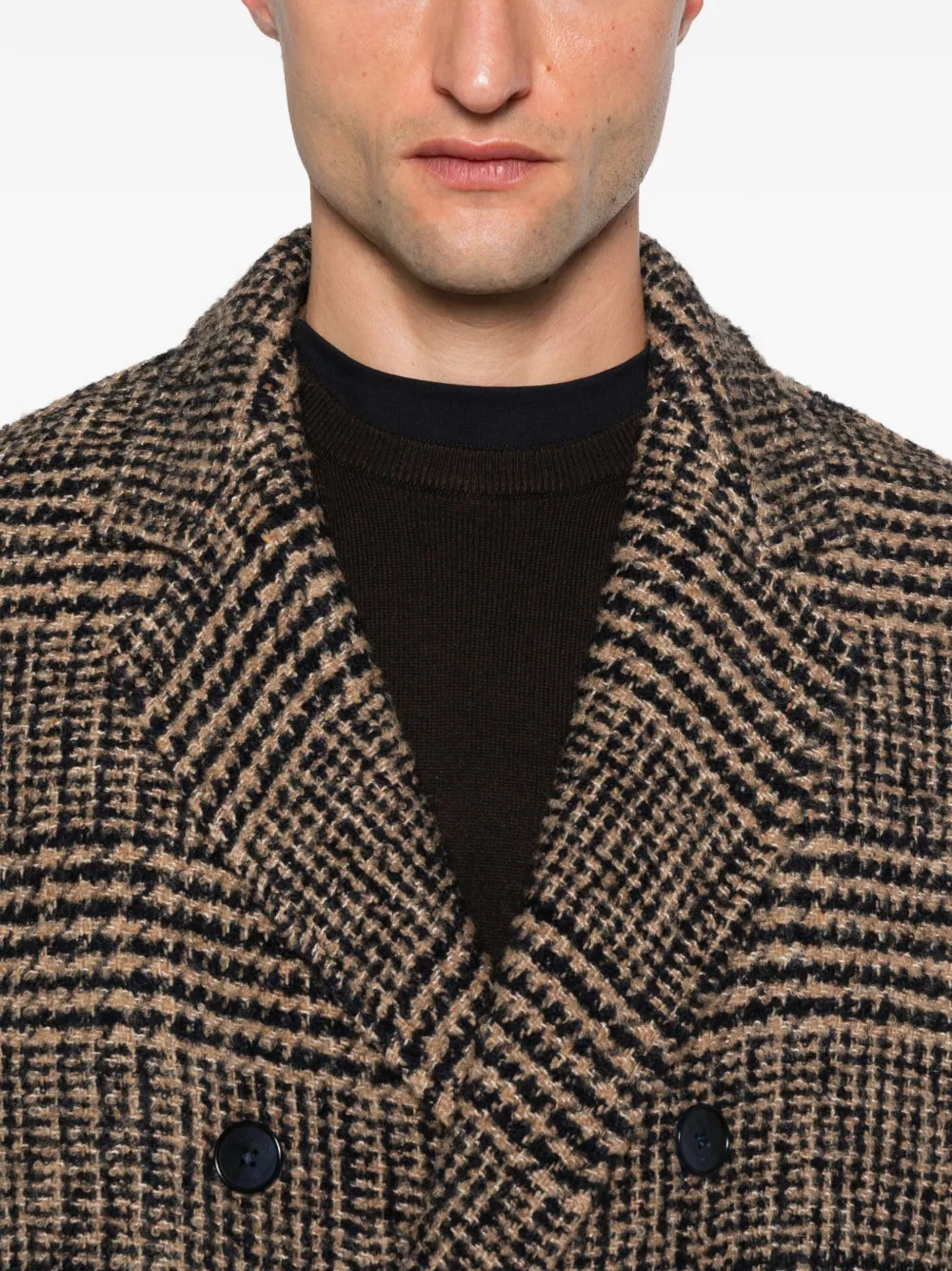 Herno Double-breasted Check Coat In Multi