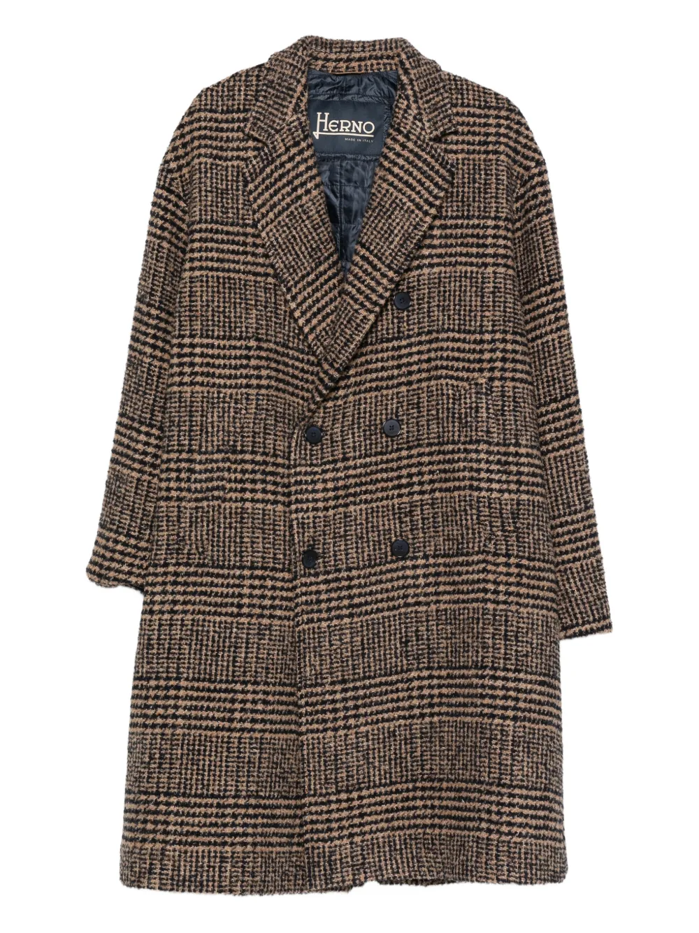 Herno double-breasted check coat | Brown | Image 1