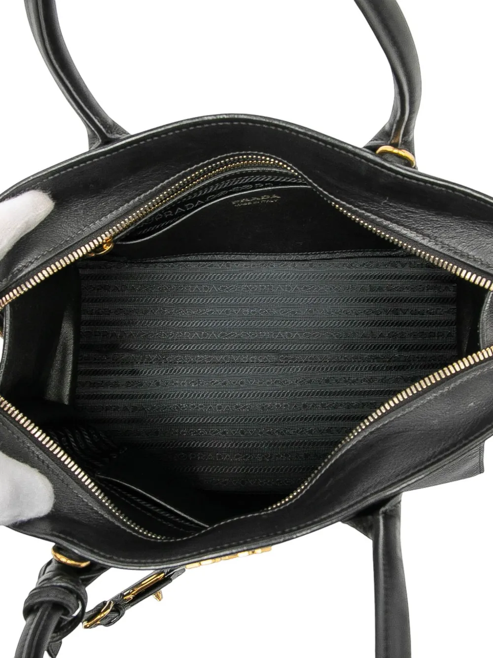 Pre-owned Prada 2010-2025 Saffiano And City Calf Esplanade Satchel In Black