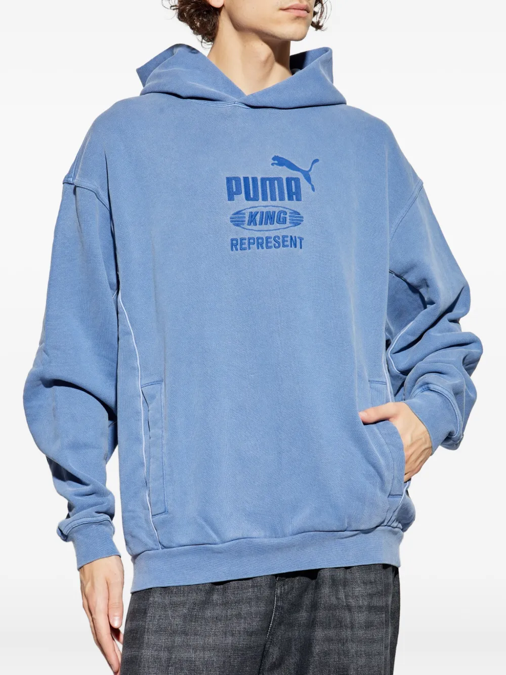 PUMA x Represent trui met geborduurd logo en capuchon Blauw