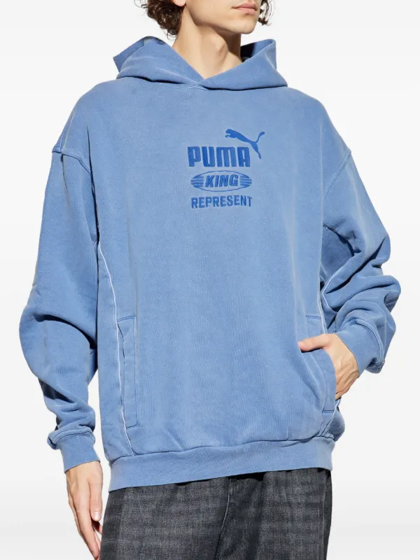 PUMA x Represent logo-embroidered Hooded Sweater | Blue | FARFETCH ZA