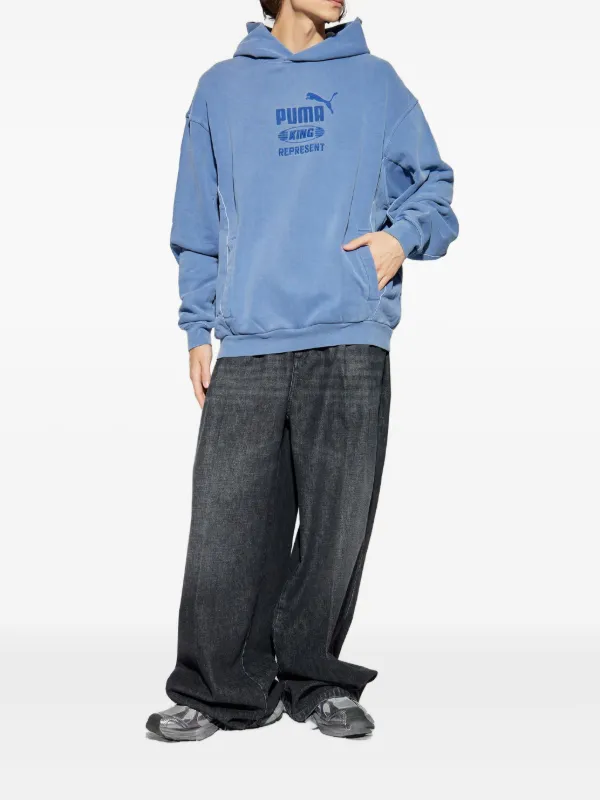 PUMA x Represent logo-embroidered Hooded Sweater | Blue | FARFETCH ZA