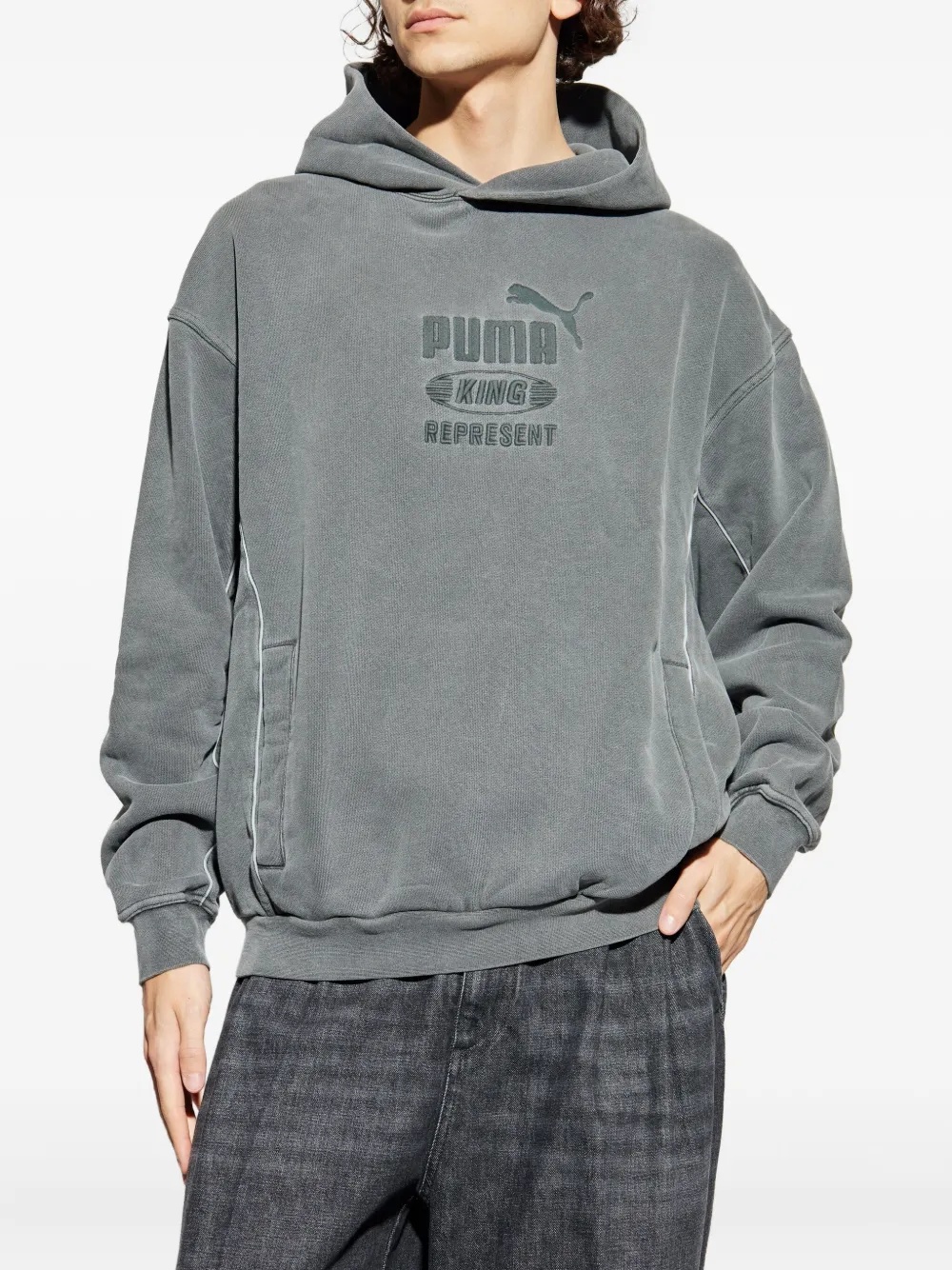 PUMA x Represent trui met geborduurd logo en capuchon Grijs