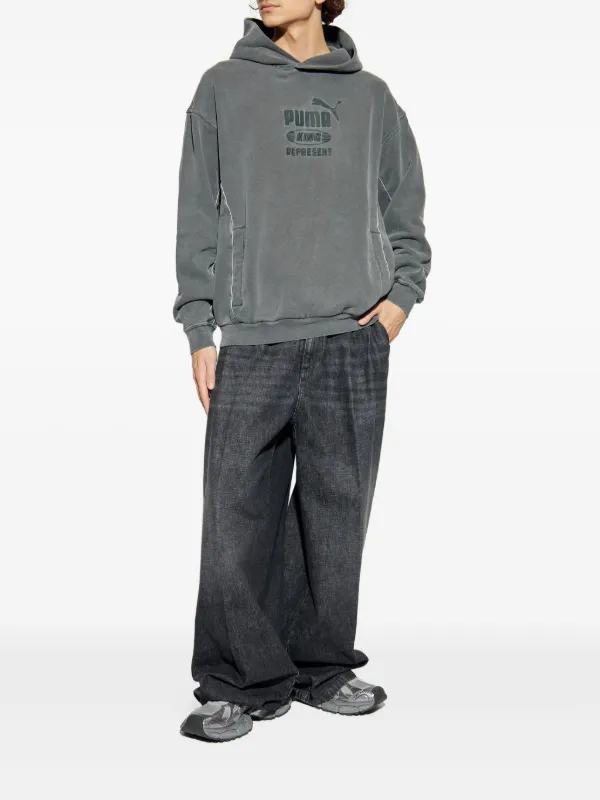 PUMA x Represent logo-embroidered Hooded Sweater | Grey | FARFETCH ZA