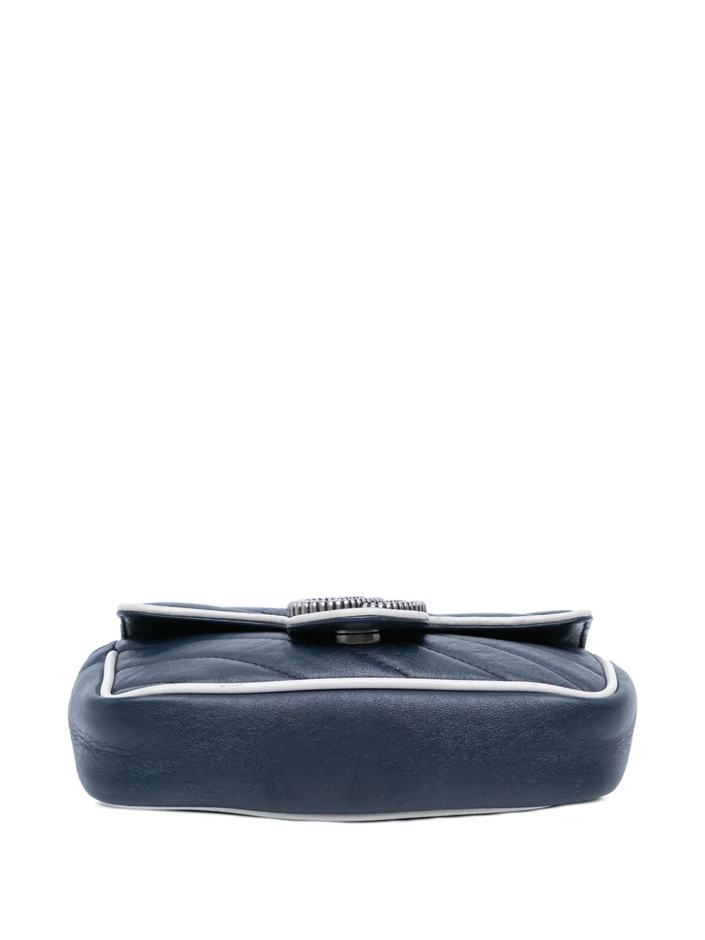 Pre-owned Gucci 1997-1999 Super Mini Gg Marmont Matelasse Leather Torchon Flap Crossbody Bag In Blue