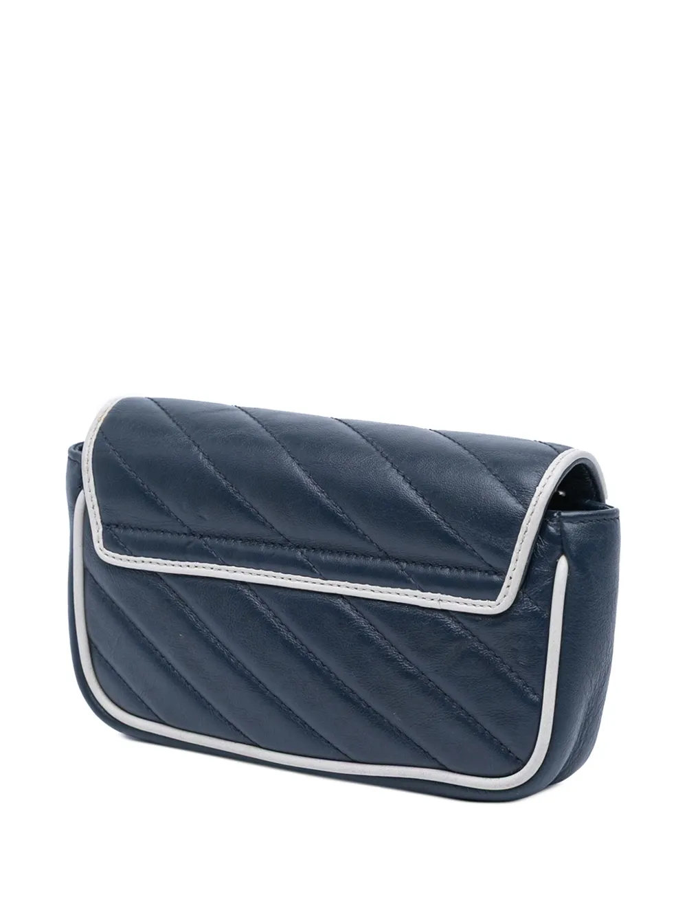 Pre-owned Gucci 1997-1999 Super Mini Gg Marmont Matelasse Leather Torchon Flap Crossbody Bag In Blue