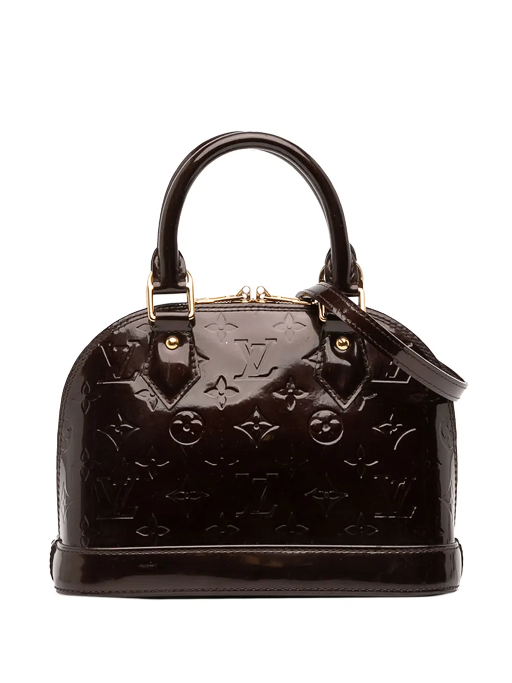 Pre-owned Louis Vuitton 2013 Monogram Vernis Alma Bb Satchel In Purple