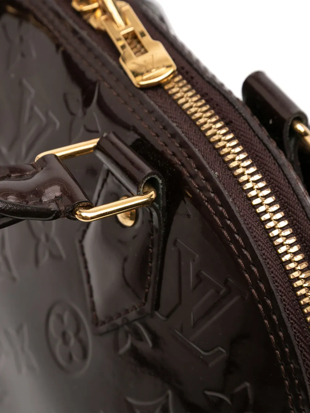Pre-owned Louis Vuitton 2013 Monogram Vernis Alma Bb Satchel In Purple
