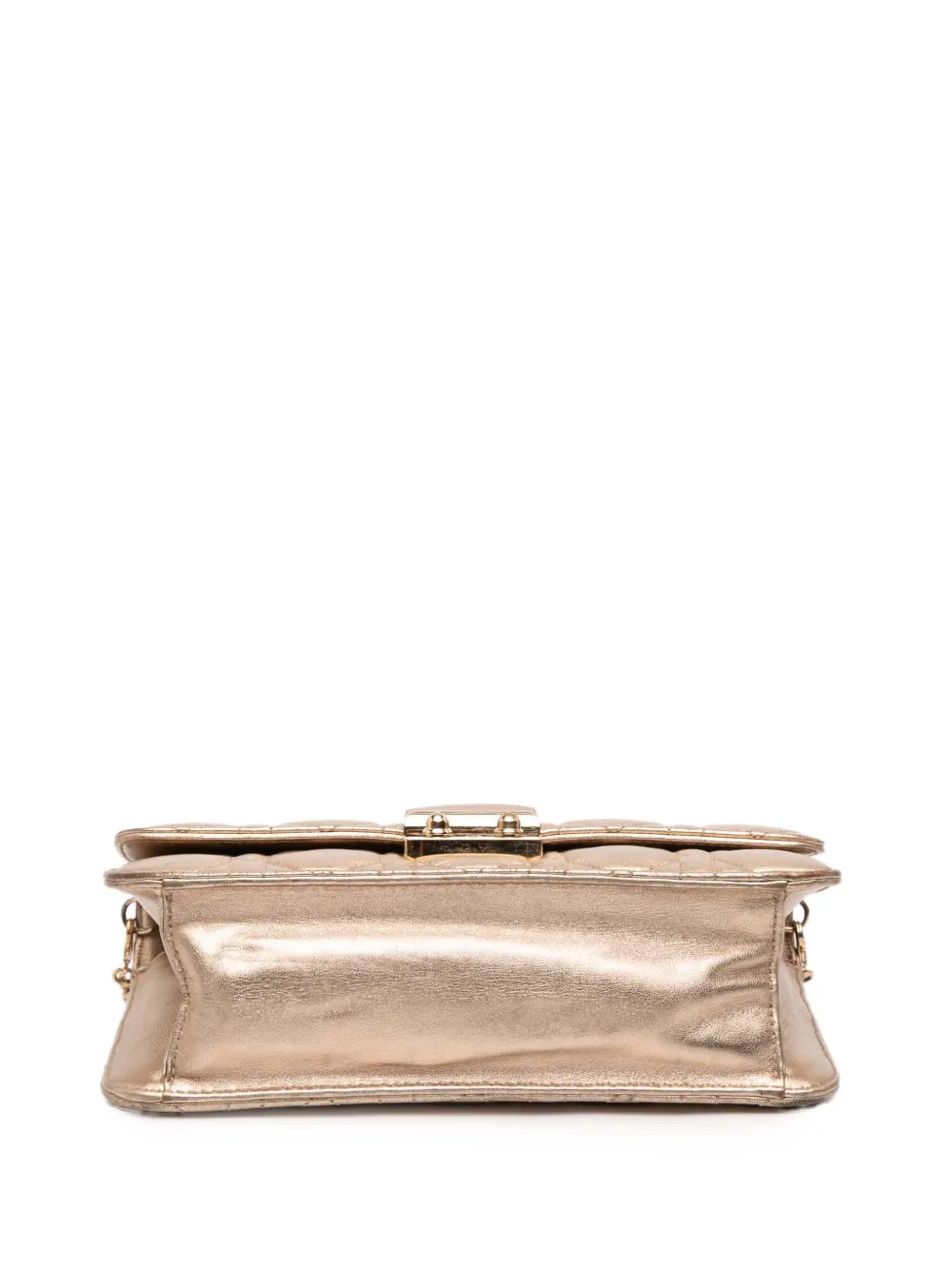 Pre-owned Dior 2014 Metallic Lambskin Cannage Miss  Promenade Crossbody Bag In Gold