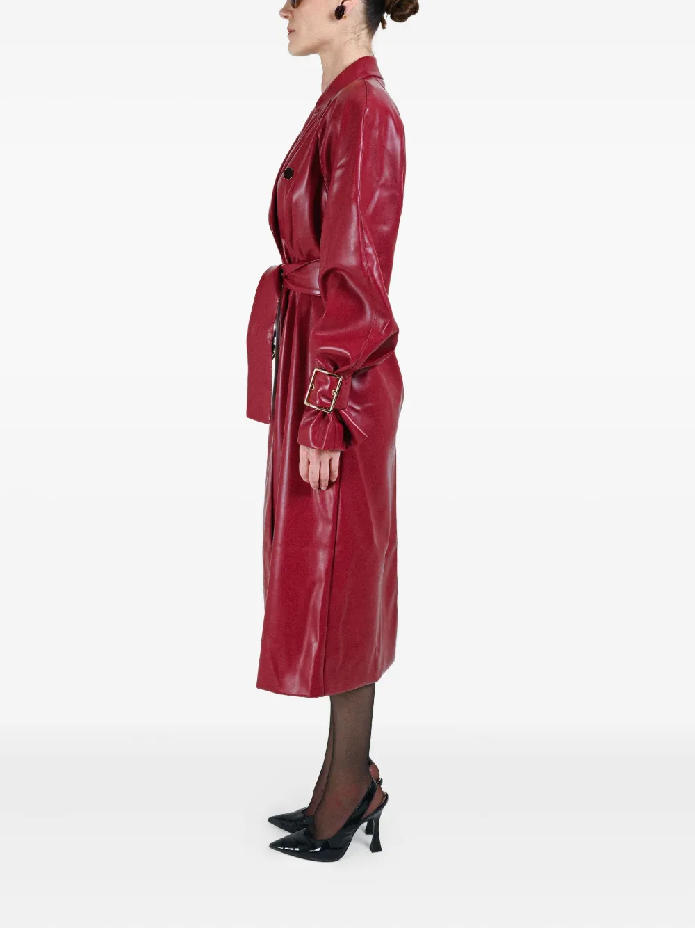 Rowen Rose Double-breasted Belted Coat In Red