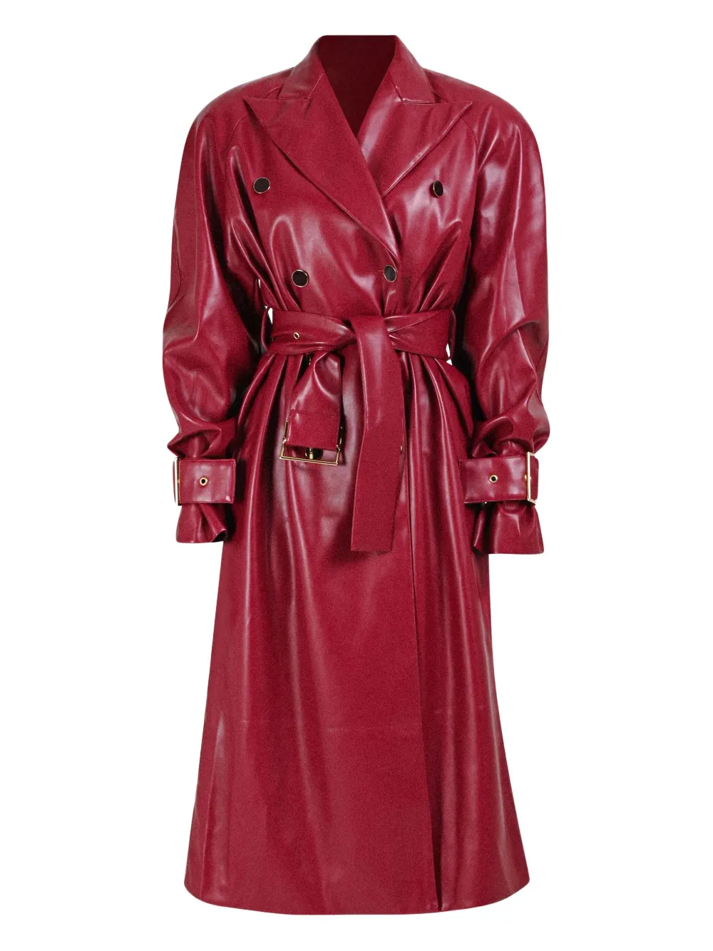 Rowen Rose Double-breasted Belted Coat In Red