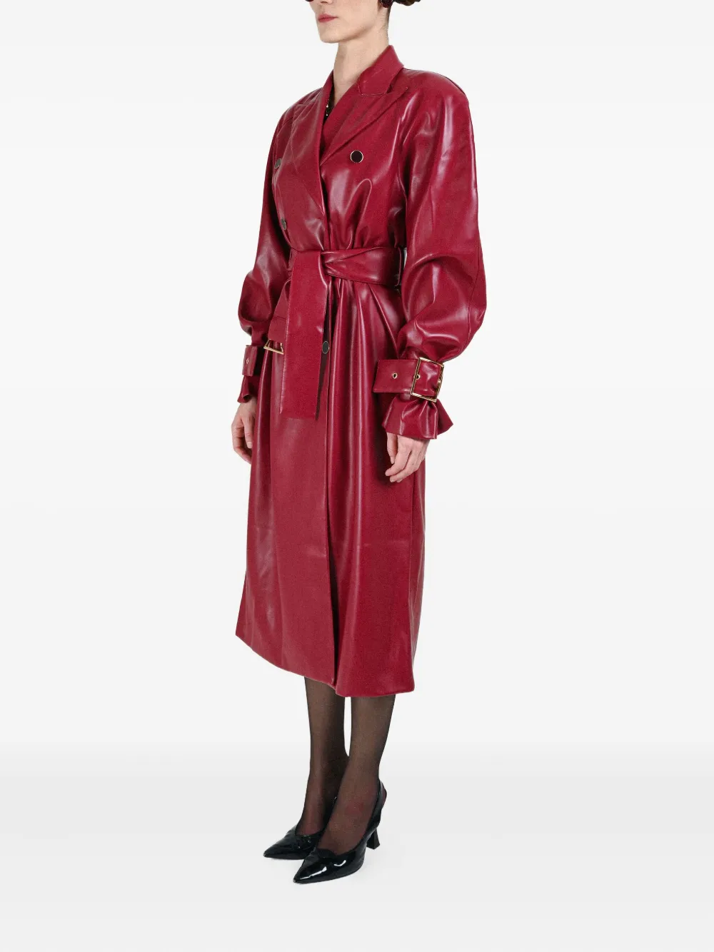 Rowen Rose Double-breasted Belted Coat In Red