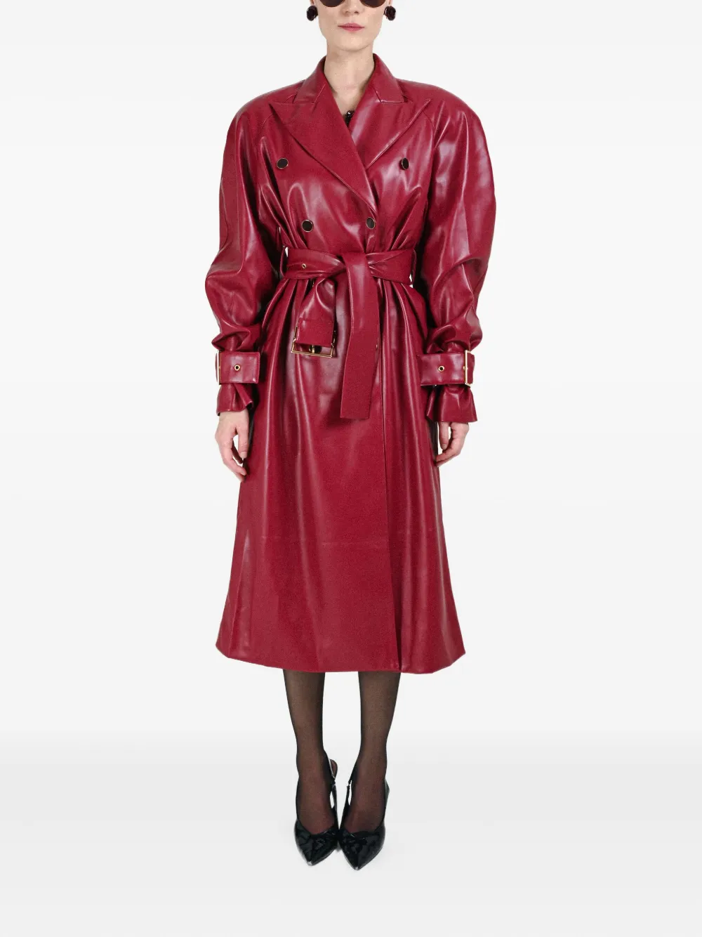 Rowen Rose Double-breasted Belted Coat In Red