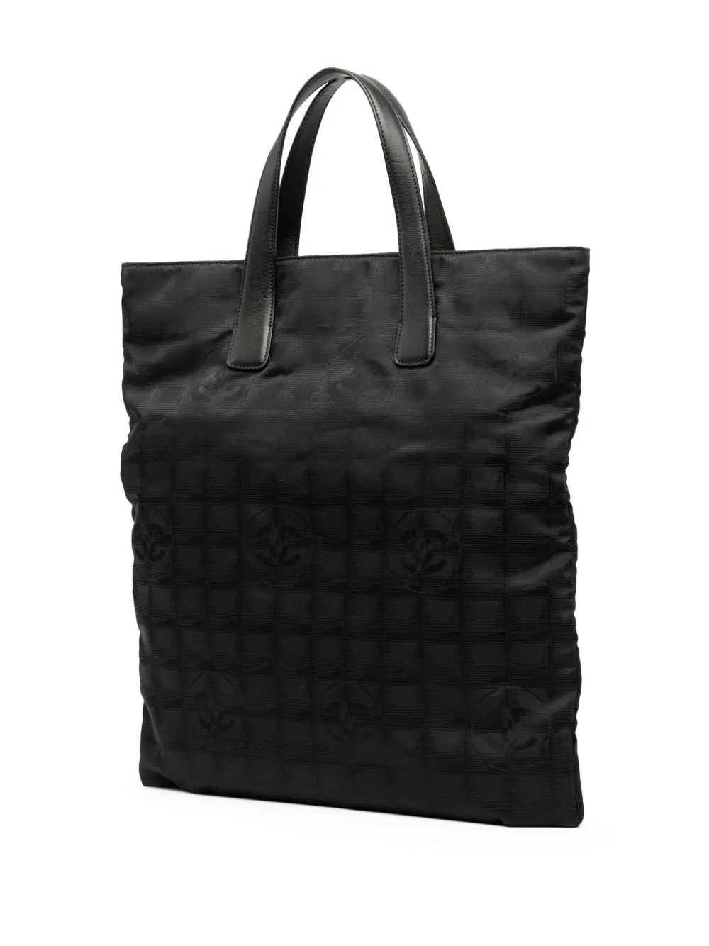 Pre-owned Chanel 2002-2003 New Travel Line Nylon Tote Bag In Black