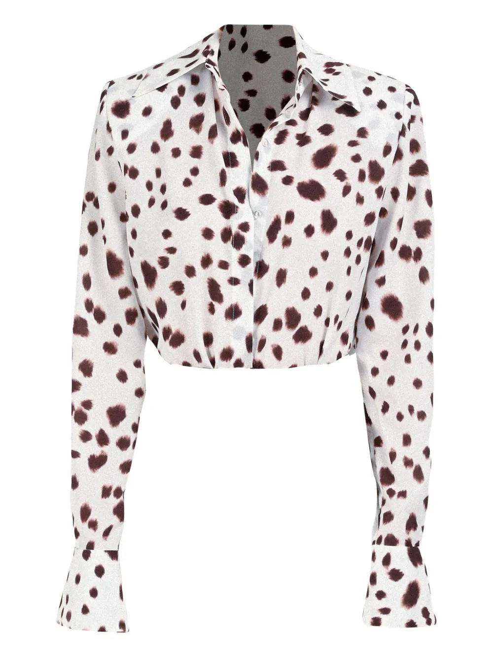 Rowen Rose Dalmatian-pattern Long-sleeve Shirt In White