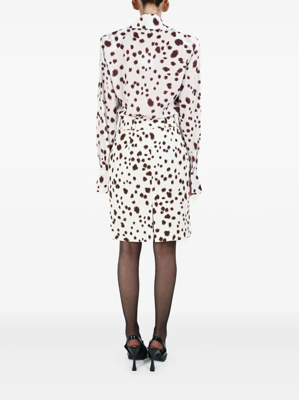 Rowen Rose Dalmatian-pattern Long-sleeve Shirt In White