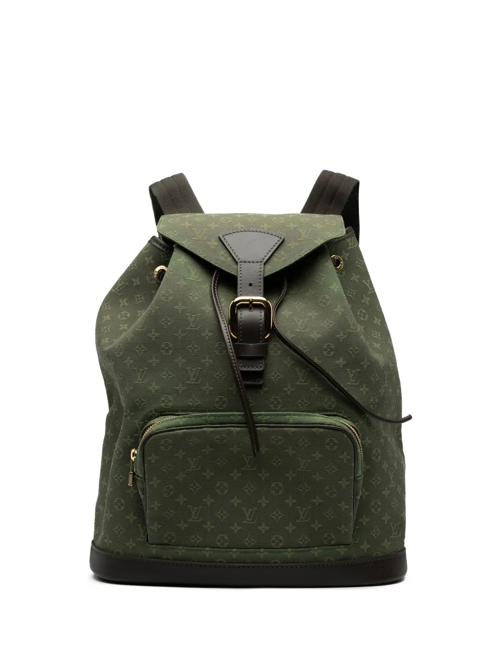 Pre-owned Louis Vuitton 2003 Monogram Mini Lin Montsouris Gm Backpack In Green