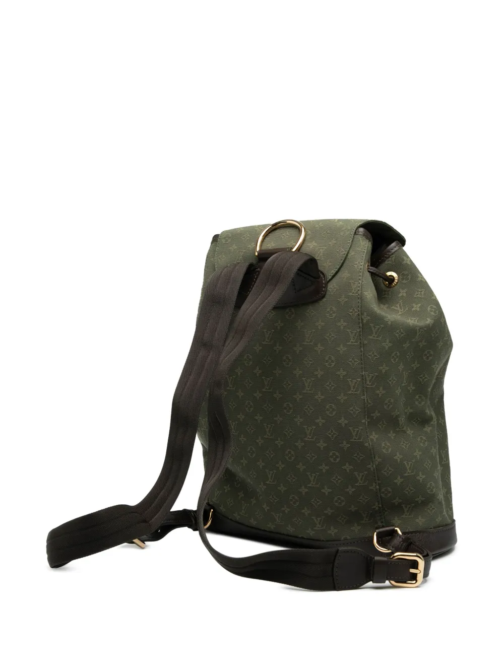 Pre-owned Louis Vuitton 2003 Monogram Mini Lin Montsouris Gm Backpack In Green