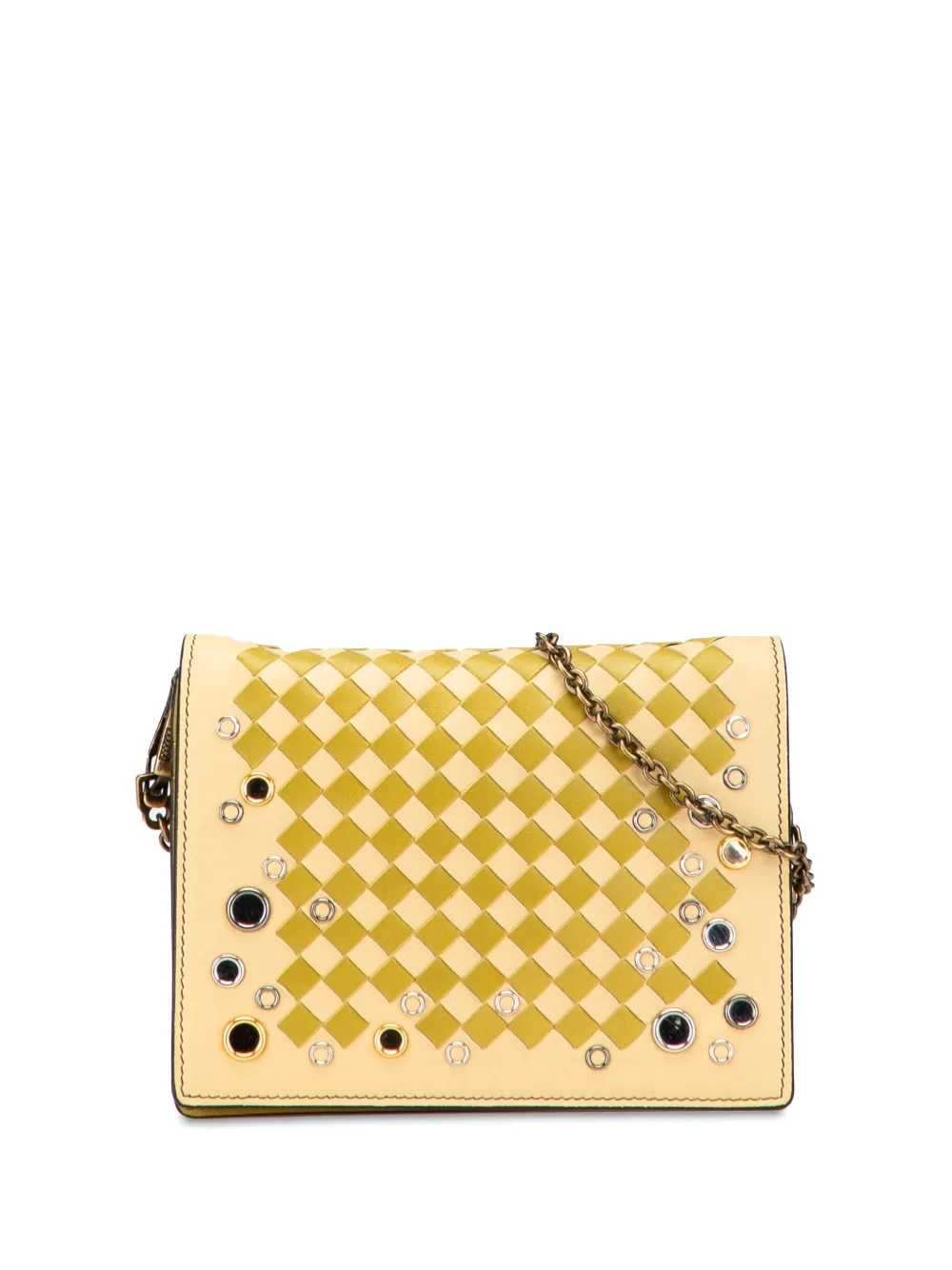 Bottega Veneta Pre-Owned 2012-2025 Nappa Intrecciato Studded Wallet on Chain crossbody bag - Giallo