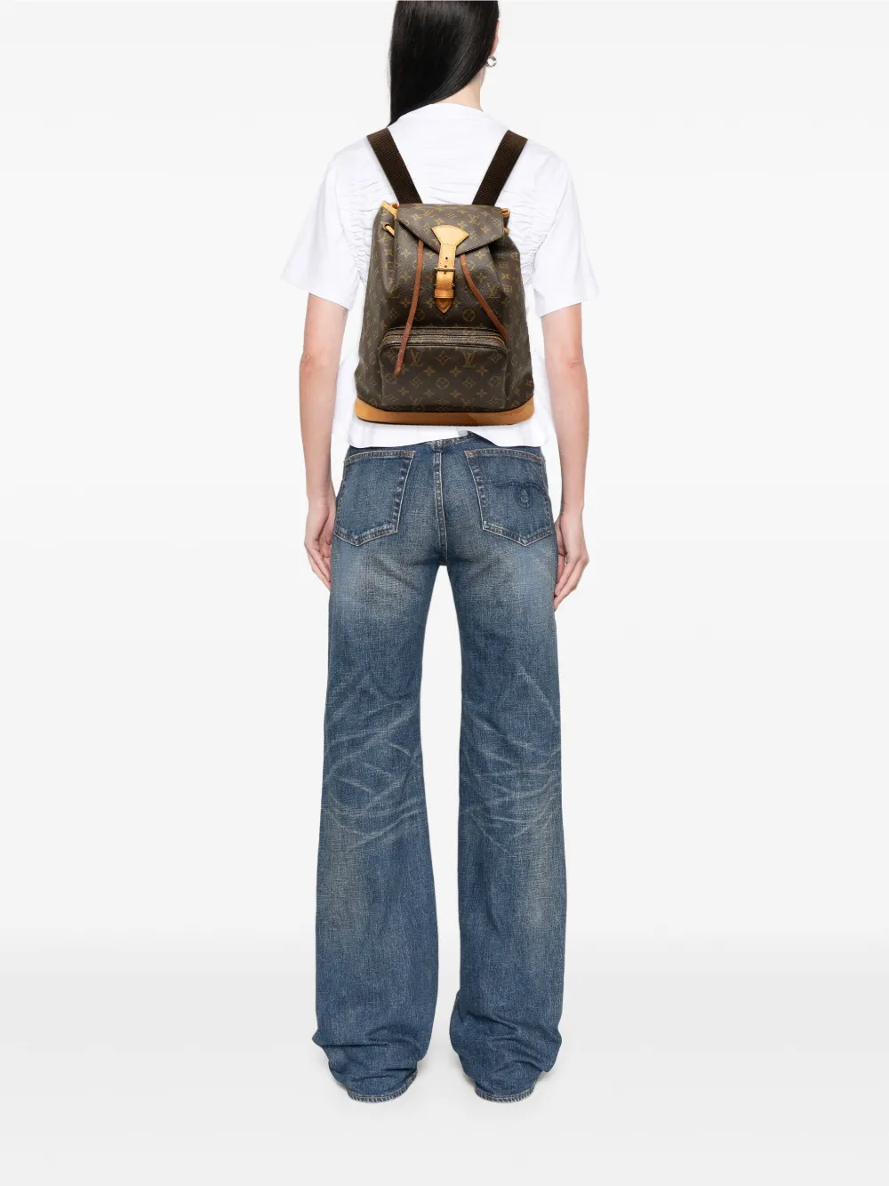Pre-owned Louis Vuitton 1998 Monogram Montsouris Gm Backpack In Brown